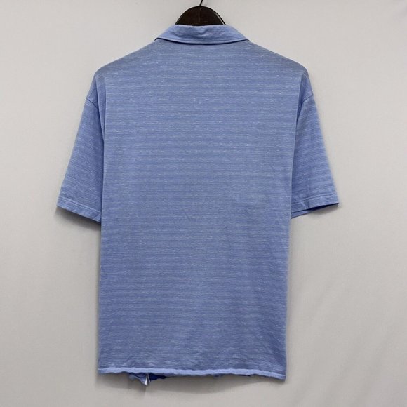 Peter Millar Collection Men's Size 2XL Golf Polo Shirt Blue Striped Linen/Cotton - Picture 4 of 6